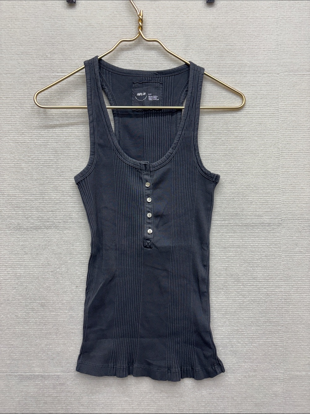 Aerie | small Ribbed Henley Tank Top - grey